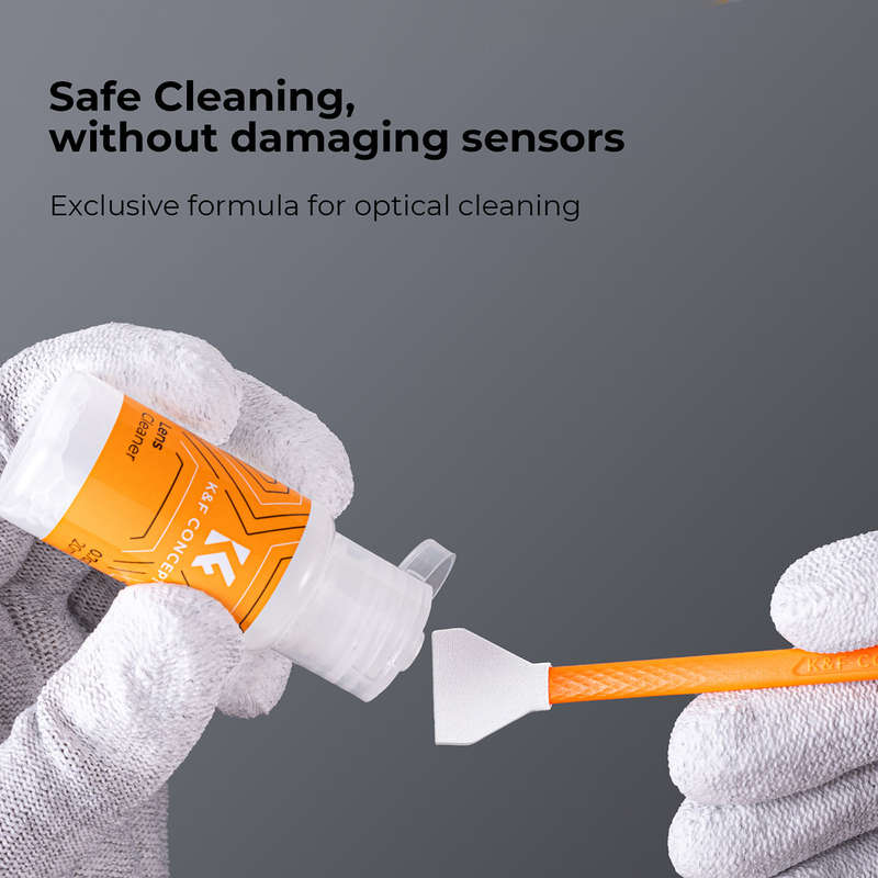 K&F Concept 10 Swab 24mm Dual Head CMOS F- Frame Camera Sensor Cleaning Kit + 20ml fluid