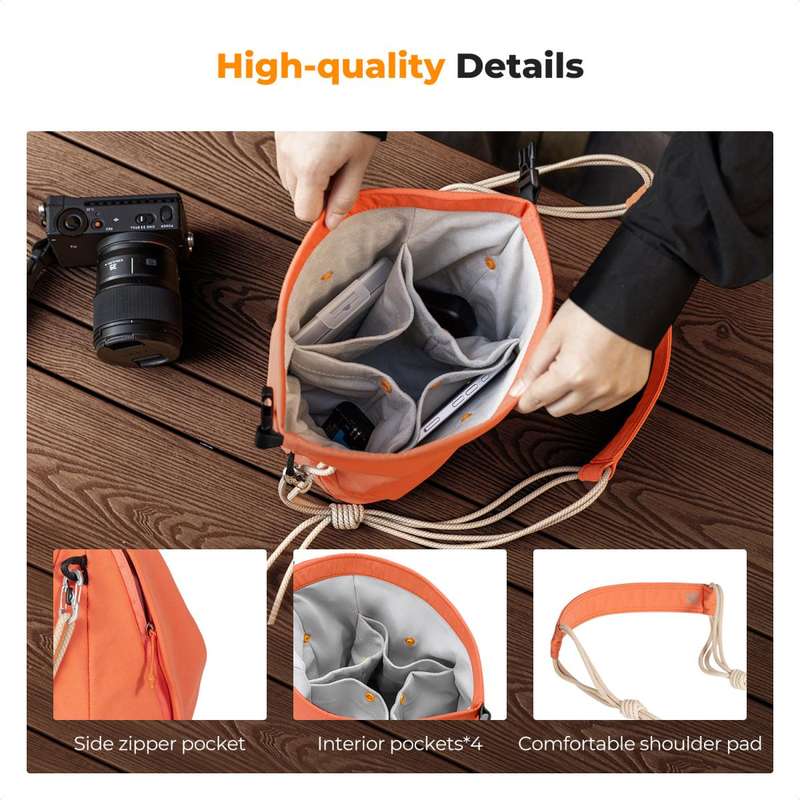 K&F Concept Urban Wander U11 5 Liter Compact Lightweight Versatile Camera Sling Bag  Orange