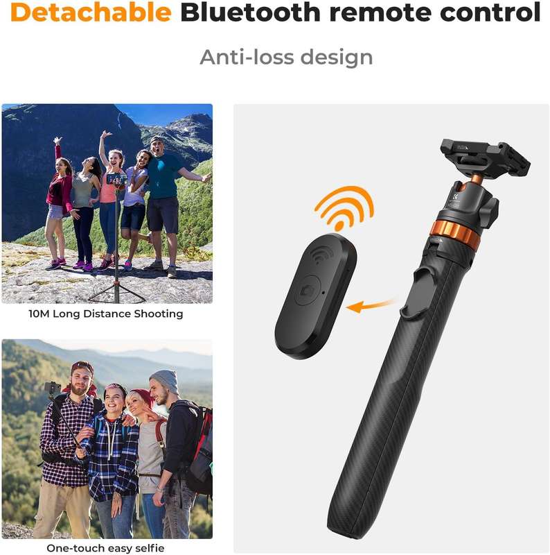 K&F Concept MS08 Phone Selfie Stick With BT Remote + GoPro Adapter Tripod