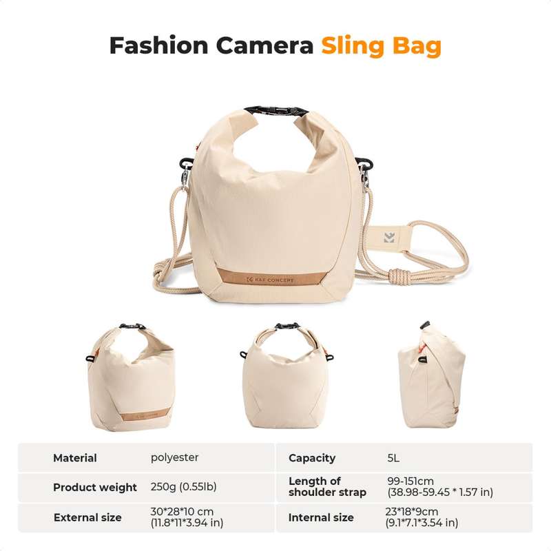 K&F Urban Wander U11 Compact Lightweight Versatile 5 Liter Camera Sling Bag  Beige