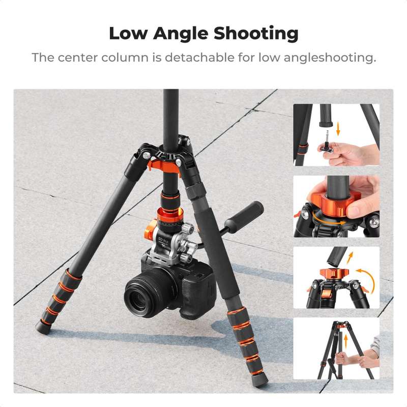 K&F Concept Omni Series 1.7m Lightweight Carbon Fibre Tripod | Hydraulic Video Head & Monopod Con...
