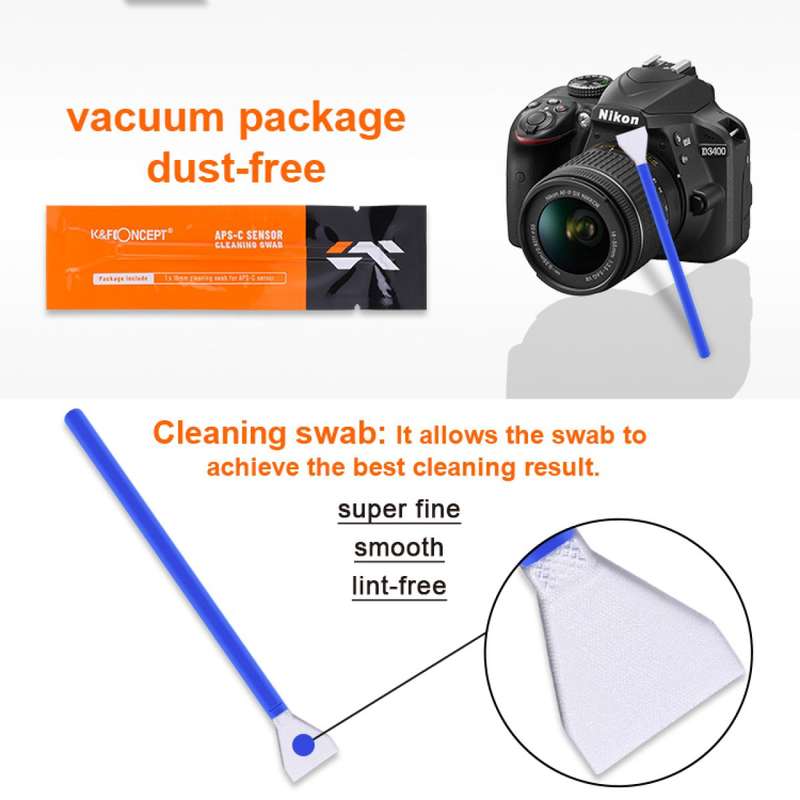 K&F Concept 10 Swab 16mm APS-C Camera Sensor Cleaning Kit + 20ml Cleaning Fluid