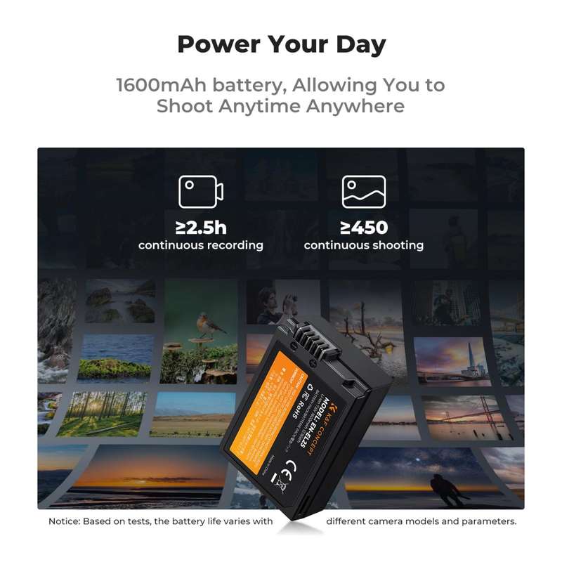 K&F Concept Dual EN-EL25 1600mAh Batteries + Charger for Nikon