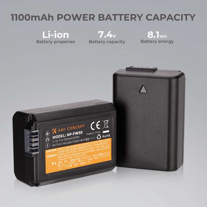 K&F Concept Dual NP-FW50 Battery + Charger Kit for Sony Cameras-KF28.0015