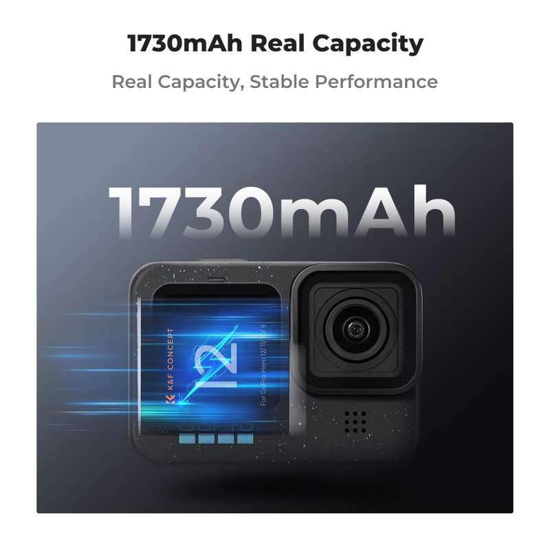 K&F Concept Dual GOPRO Hero 9/10/11/12 Batteries + Charger