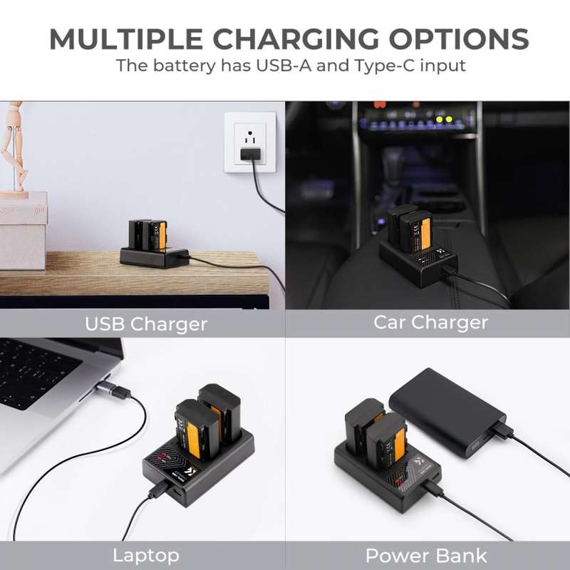 K&F Concept Dual NP-FZ100 Battery + Charger Kit for Sony Cameras-KF28.0016