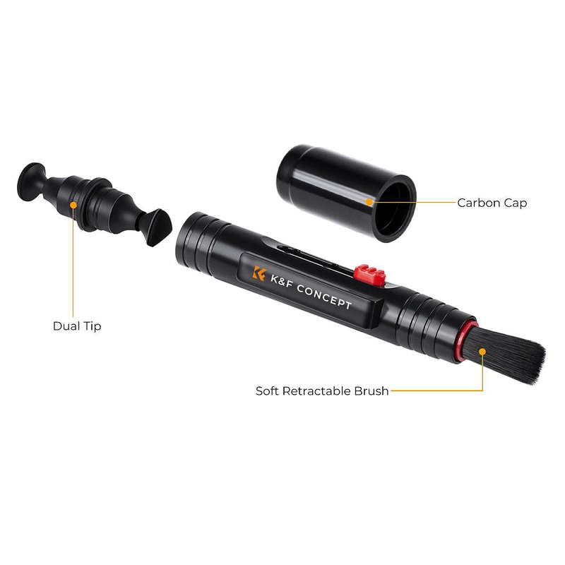 K&F Lens Cleaning Pen with Double-Sided Carbon Heads & Retractable Soft Brush