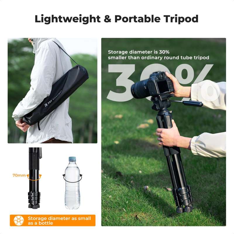 K&F Concept Pentagonal Tube Design Smart PRO Series lightweight Tripod S255A3 with BH-36 Ball Head