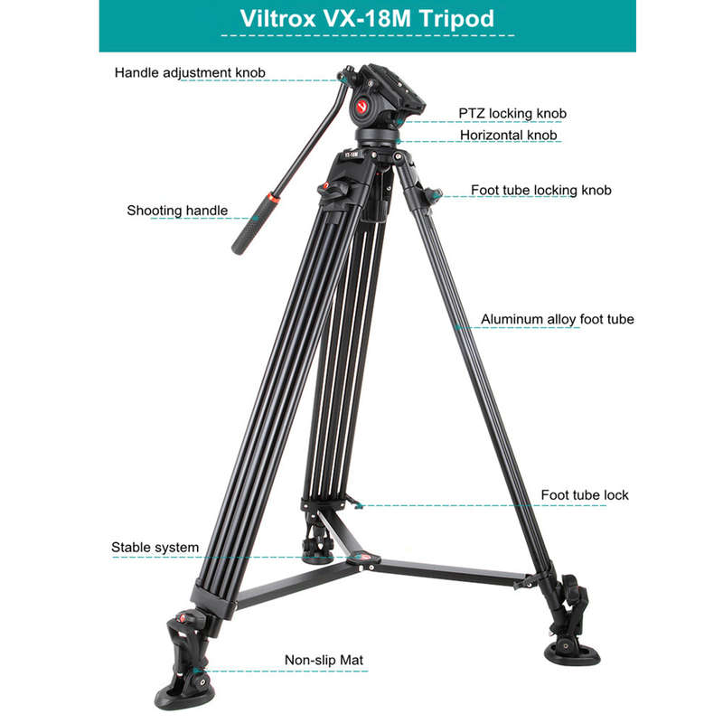 Viltrox Heavy Duty 10Kg Capacity PRO Fluid Head Tripod for Video, Mirrorless & DSLR Cameras with ...
