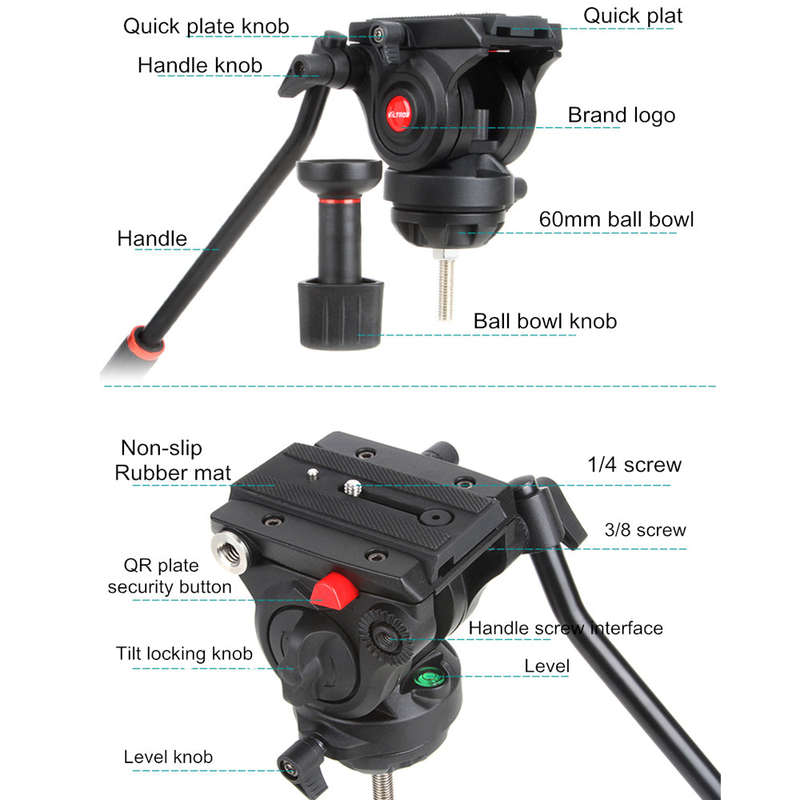 Viltrox Heavy Duty 10Kg Capacity PRO Fluid Head Tripod for Video, Mirrorless & DSLR Cameras with ...