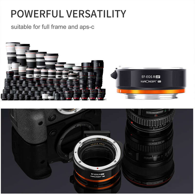 K&F PRO Auto Focus Lens Adapter for Canon EF & EF-S Lenses to Canon R Mount - KF06-467