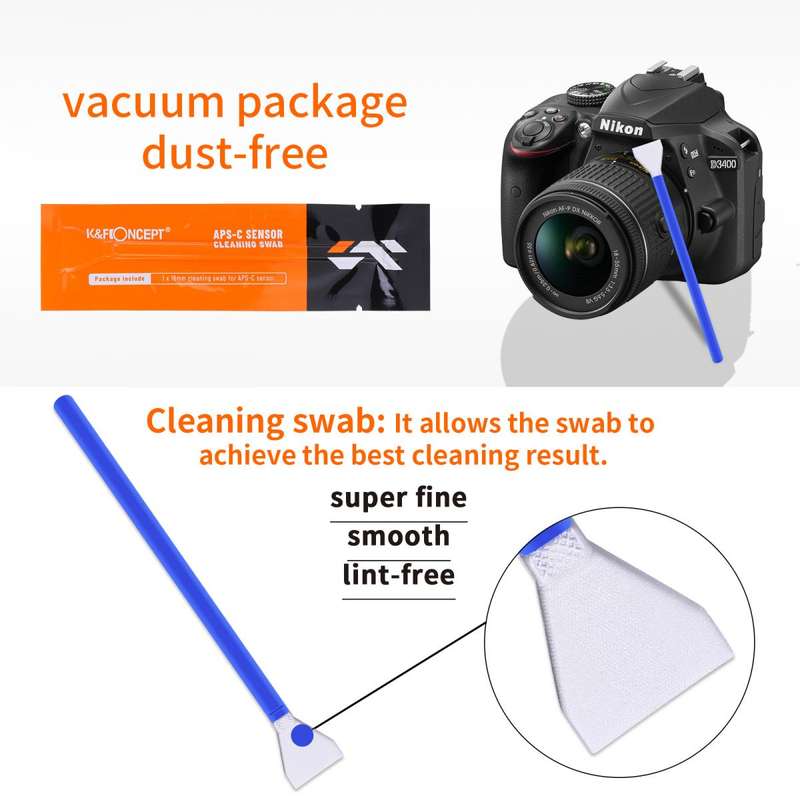 K&F Concept 10 Swab 16mm APS-C Camera Sensor Cleaning Kit + 20ml Cleaning Fluid