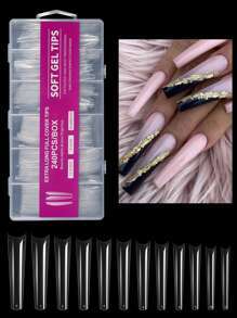 240pcs Long Coffin Nail Extension Tips