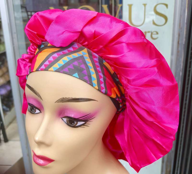 Satin Bonnet with African Print Headband  Stylish & Protective