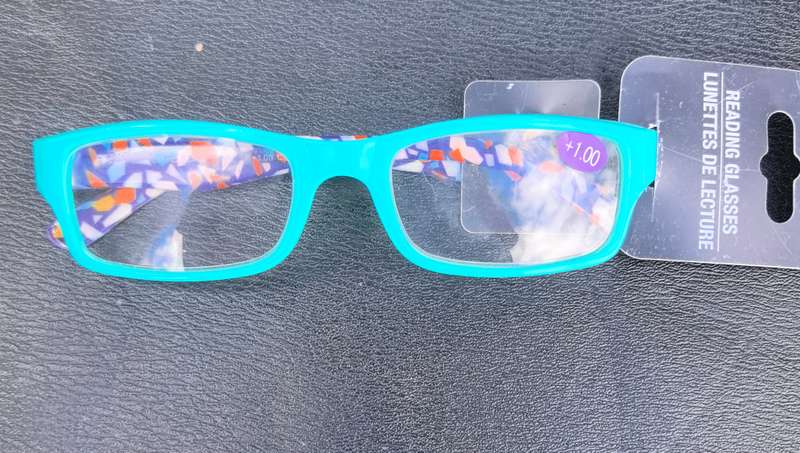 Stylish +1.00 Reading Glasses  Blue Frame with Colorful Temples