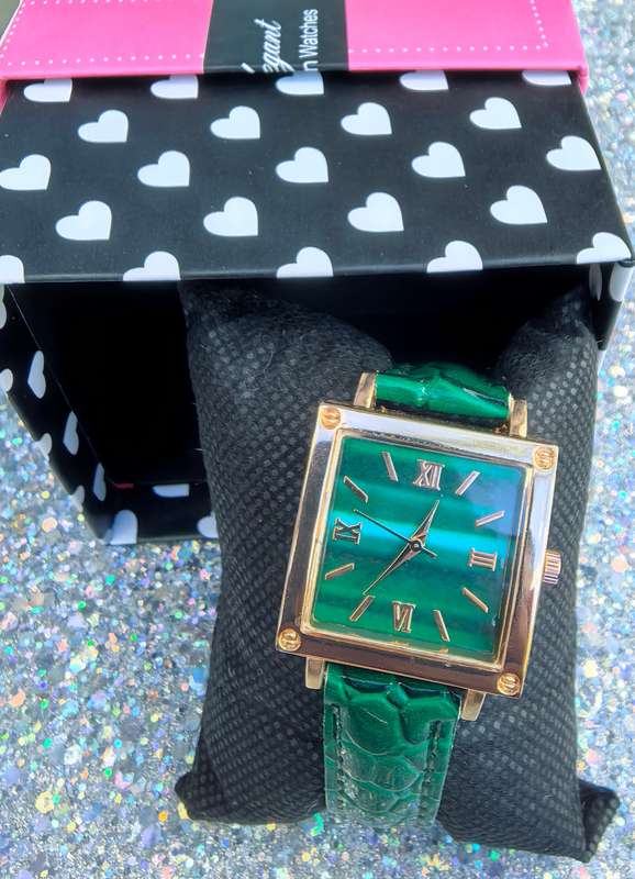 Luxury Emerald Green Square Watch