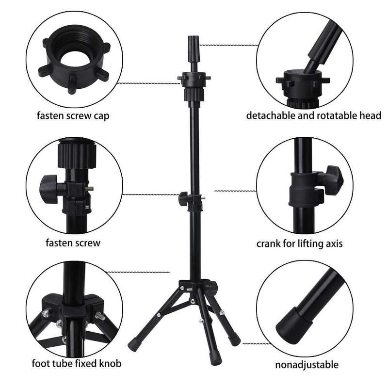 Adjustable Training Mannequin Head Stand For Wigs-Tripod