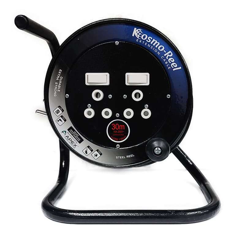Steel 30m Heavy Duty Extension Reel 2x16A Sockets