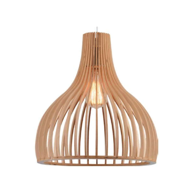 Scandinavian Pendant Light - Wood Bell Shape - B