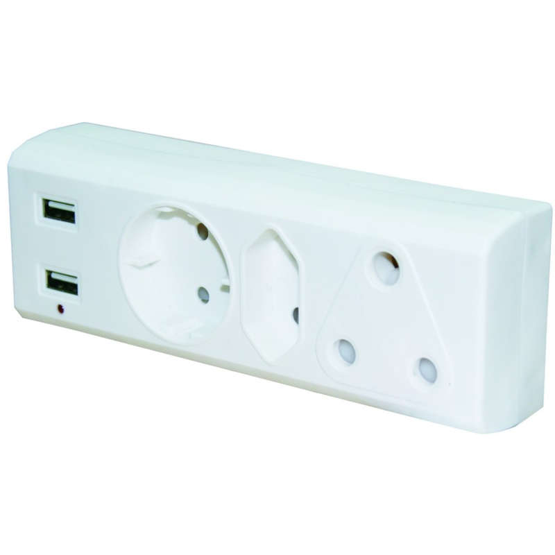 SA & Schucko & Euro with 2 x USB Charger 1A