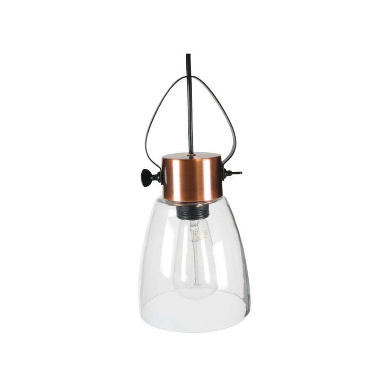 Industrial Look Pendant Light - Antique Copper and Glass - B