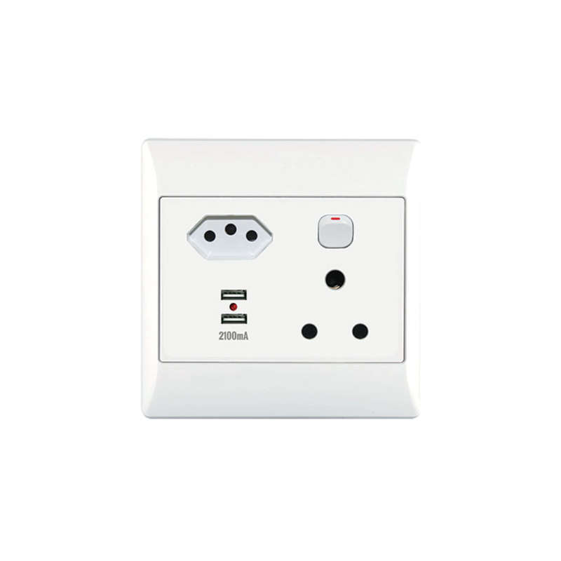 1X16A + 1 Euro + USB Socket Outlet 4X4 With White Cover