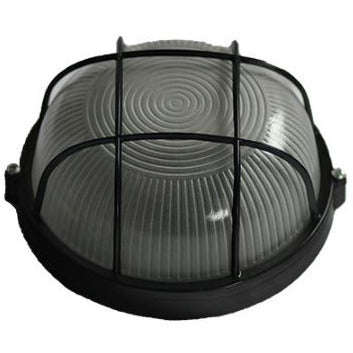 230vac 9w Black Led Cage Bulkhead (6000k) 192mm Dia. Ip54