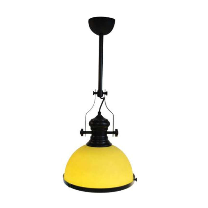 Classic Pendant Light - Orange Glass and Black