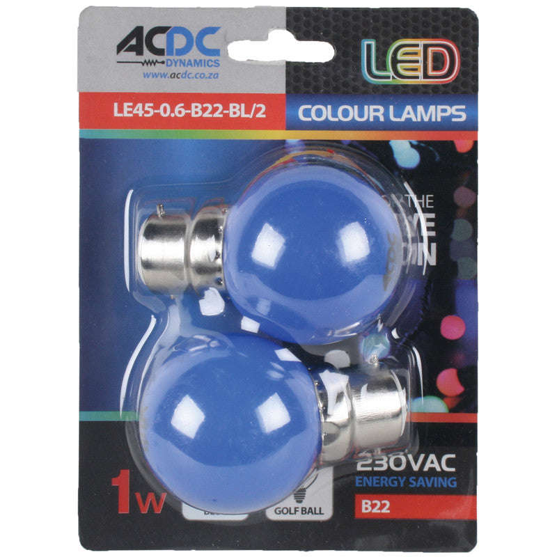 230VAC 1W Blue B22 Lamp Ball Type - 2