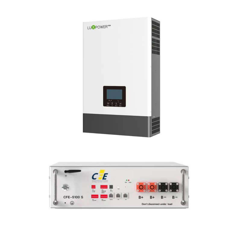 Combo of 5KW HYBRID INVERTER LUX 48VDC & CFE 5KWH Lithium Ion Battery 48 V