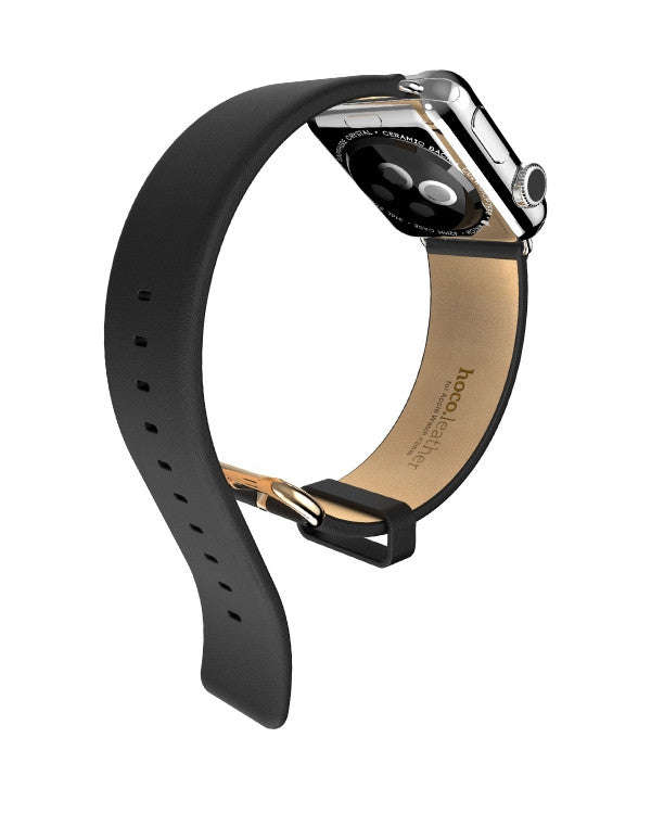 Hoco - Art Series Classic Real Leather Watchband for Apple Watch 38 mm - Black