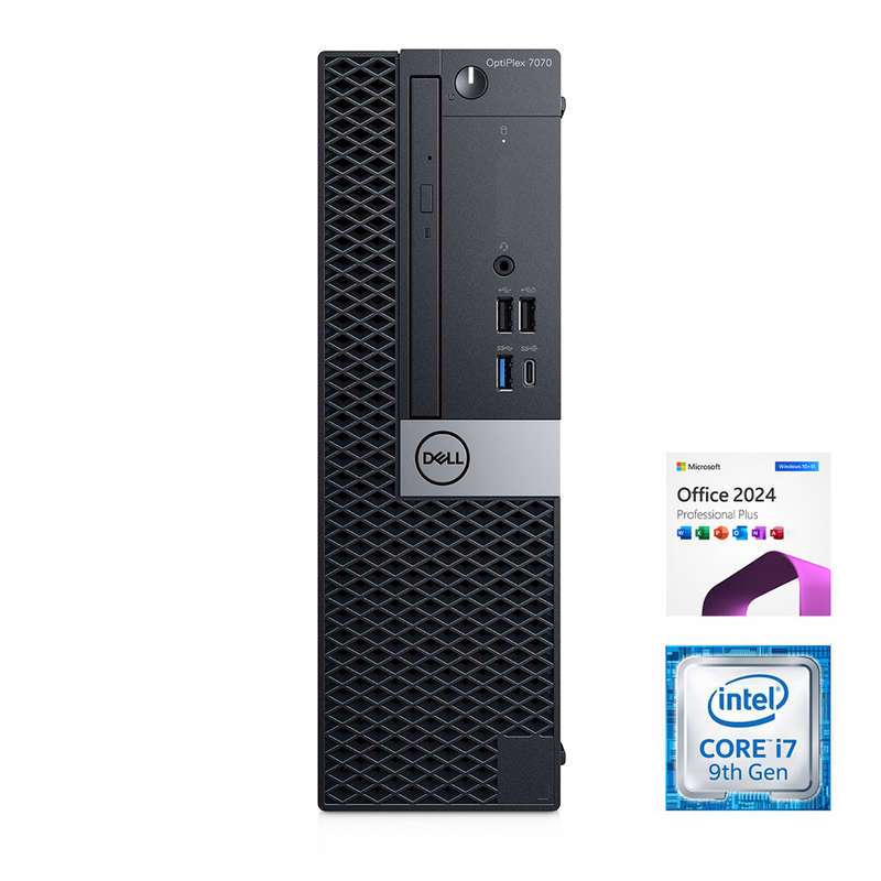 REFURBISHED - DELL OPTIPLEX 7070 SFF - I7 9700 - 16GB DDR4 - 512GB NVME SSD - MS OFFICE 2024 - CO...