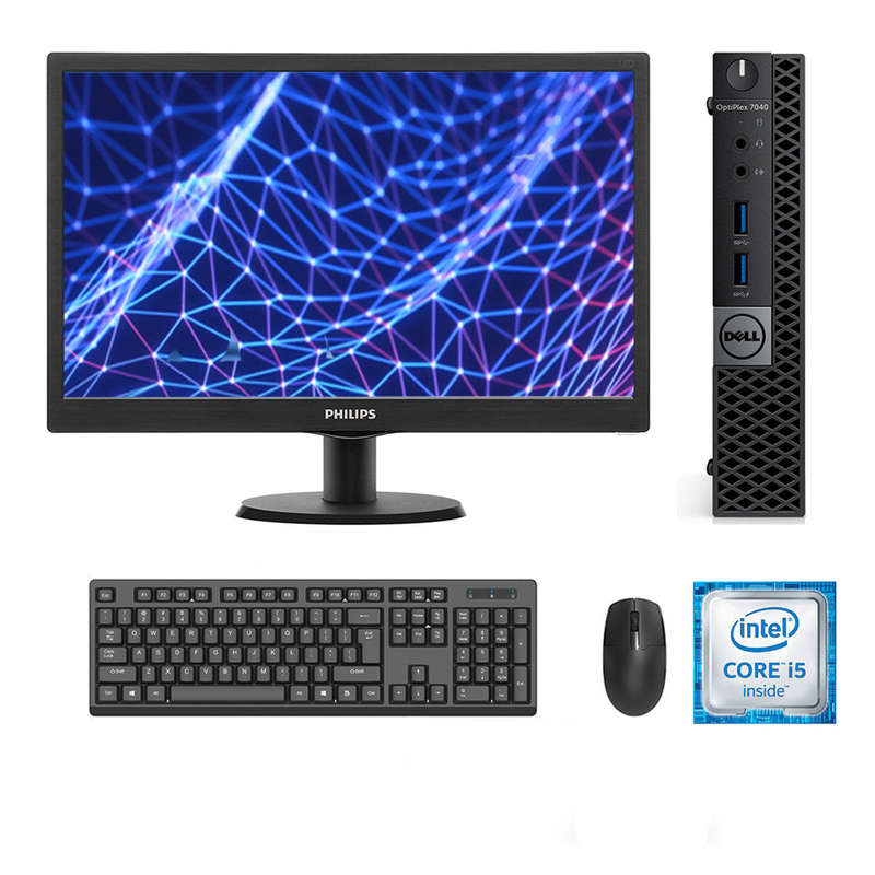 REFURBISHED - DELL OPTIPLEX 7040 MINI PC - I5 6500T - 8GB DDR4 - 128GB M.2 SSD - 19.5INCH - PHILI...