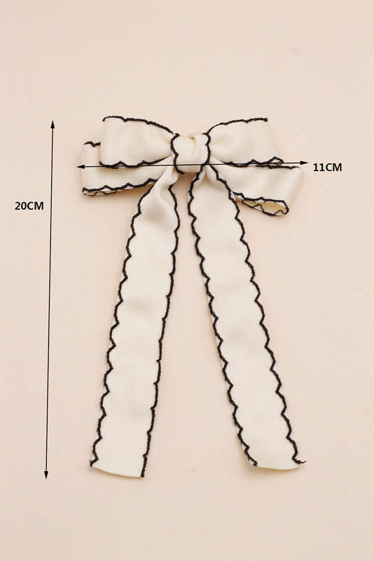 White Contrast Trim Colorblock Bowknot Hair Pin