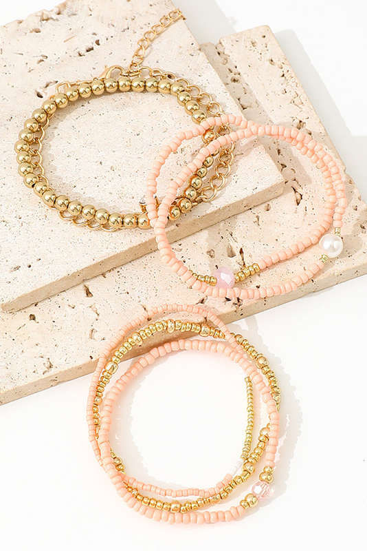 Gold Simple Beaded Multi Layer Bracelet