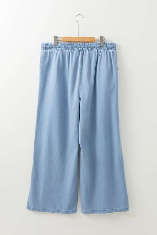 Beau Blue Casual Wide Slit Leg High Waist Loose Plus Size Jeans