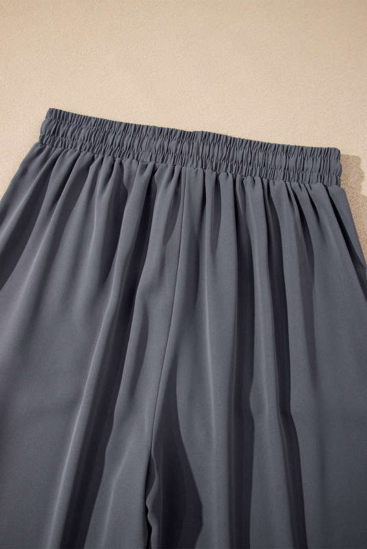 Gray Drawstring Elastic Waistband Pocketed Cropped Jogger Pants