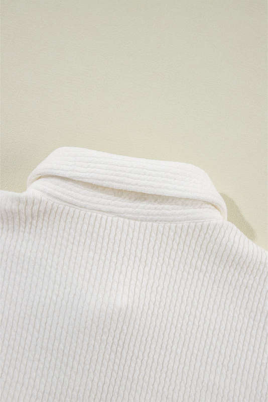 White Solid Color Corduroy Buttoned Long Sleeve Shacket
