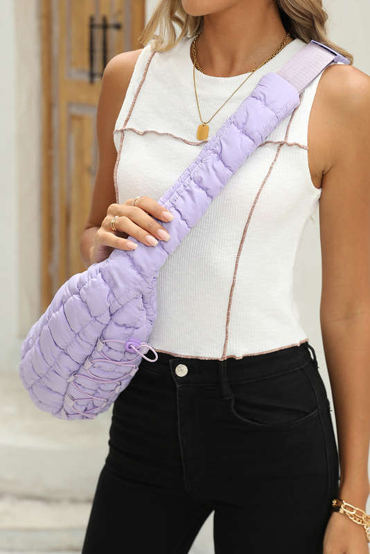 Wisteria Marshmallow Quilted Drawstring Decor Sling Bag