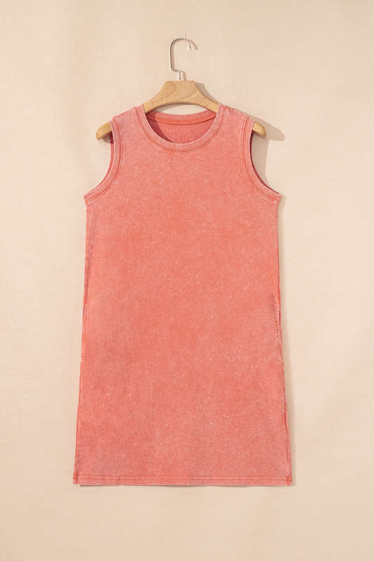 Flamingo Mineral Wash Tank Mini Dress with Pockets