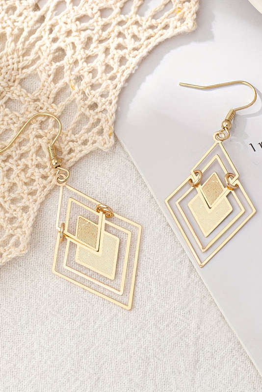 Gold Vintage Geometric Plated Alloy Dangle Earrings