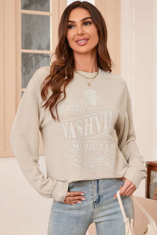 Apricot NASHVILLE MUSIC CITY Corded Graphic Sweatshirt