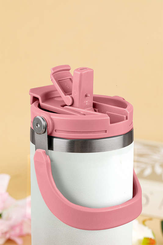 Pink Minimalist Handle Stainless Steel Insulated Cup 30oz