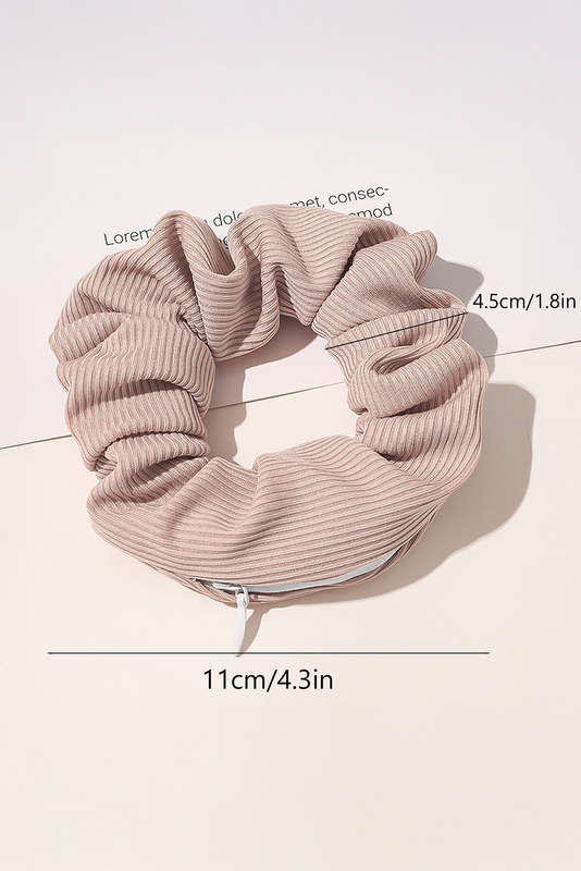 Delicacy Ribbed Hair Scrunchie with Hidden Zipper Pocket