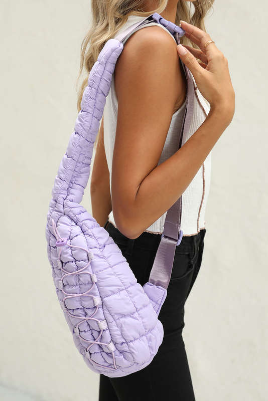 Wisteria Marshmallow Quilted Drawstring Decor Sling Bag