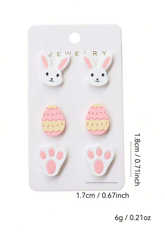 Pink Happy Easter Day Cute Earrings