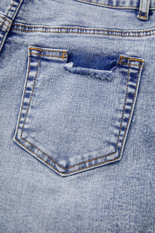 Blue V-Neck Knitted Summer Top with Exposed Seams