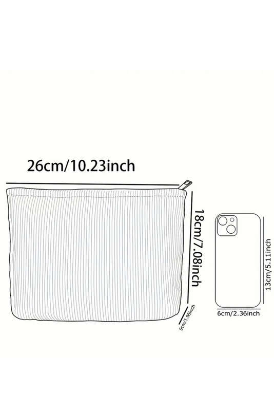 White Eater Bunny Print Corduroy Zipper Cosmetic Bag
