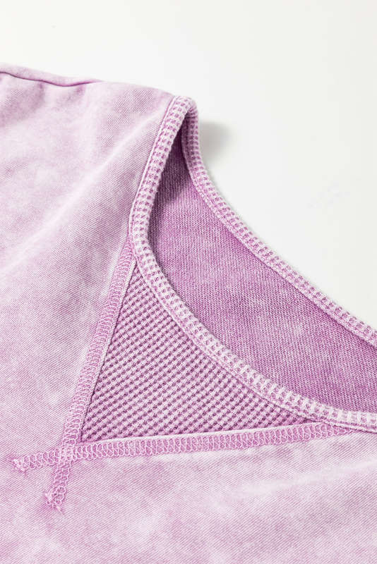 Orchid Petal Mineral Wash Exposed Seam Drop Shoulder Oversized Tee