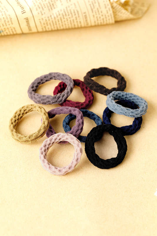 Black 10pcs/pack Elastic Textured Hair Tie